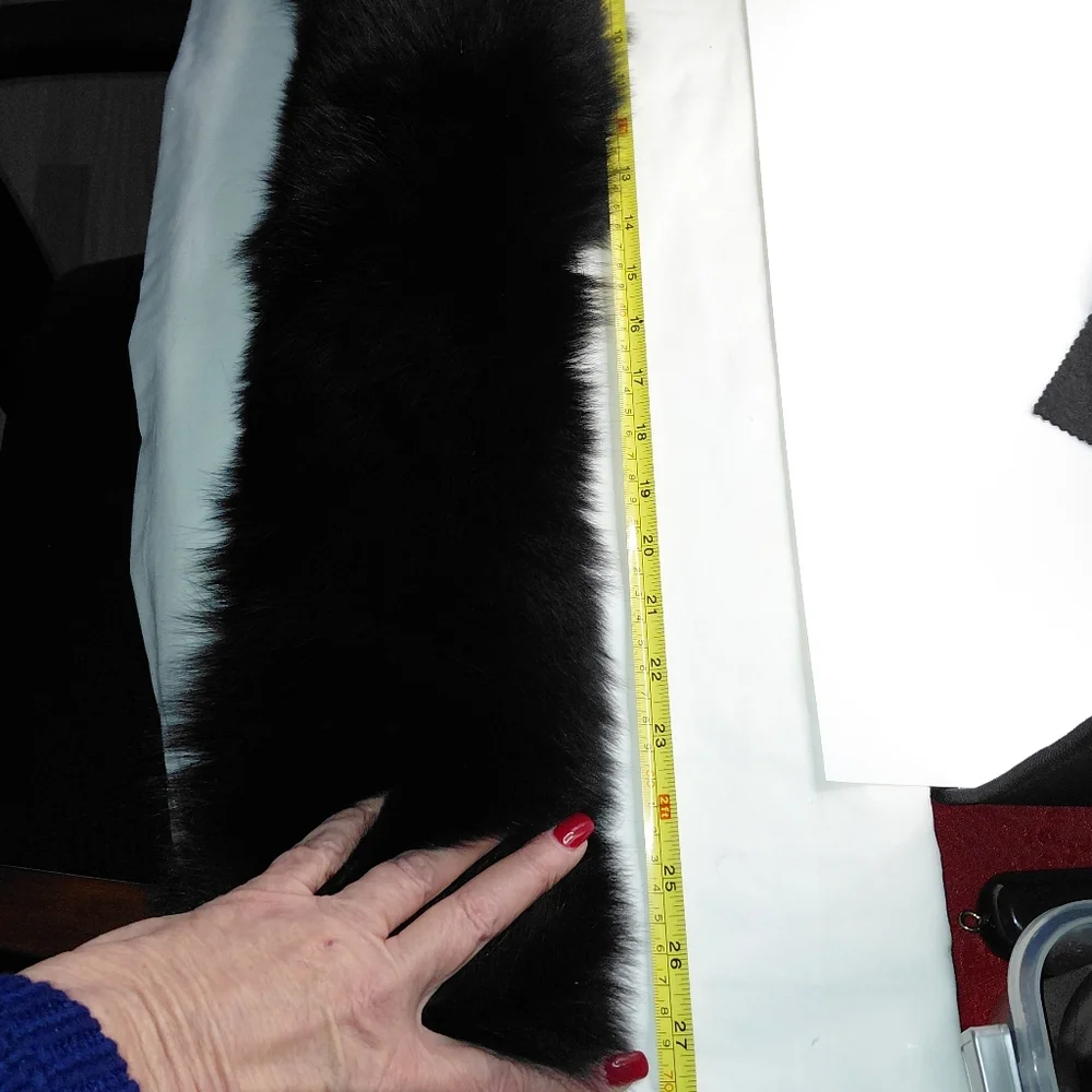 Plush Black Fox Fur Headband, Scarf, Collar, Wrap.